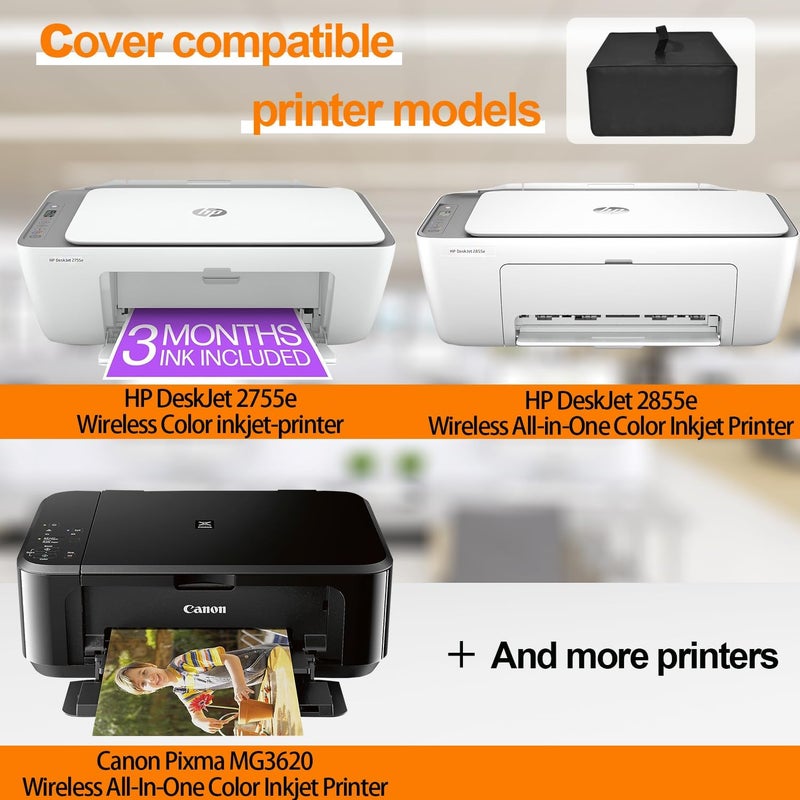 NUENSS-ROR غطاء طابعة لطابعات HP DeskJet 2755e و 2855e اللاسلكية وطابعة Canon Pixma MG3620 - مقاوم للماء، مقاوم للغبار، غطاء سميك (18.1"D × 14.2"W × 5.9"H) - Image 4